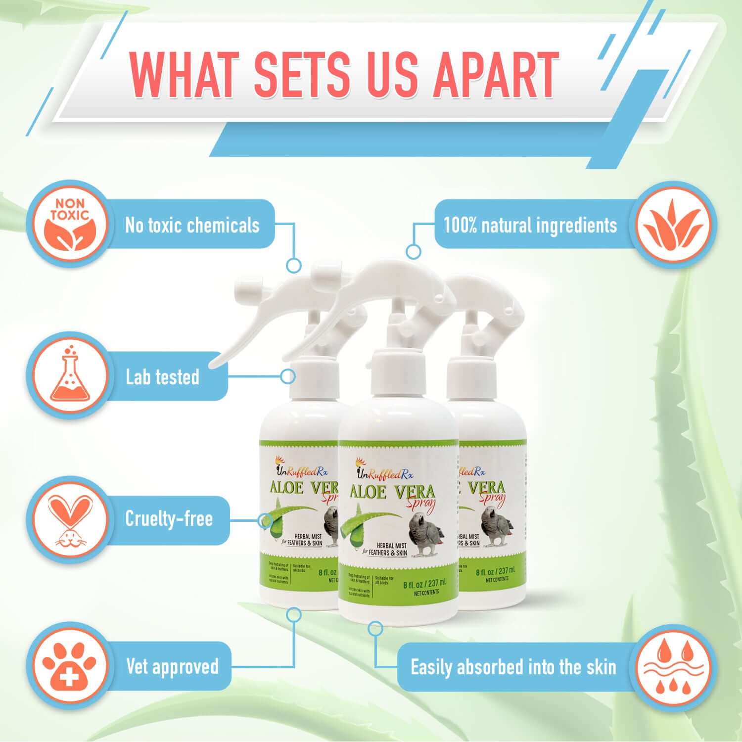 Why use unruffledrx aloe vera spray for birds