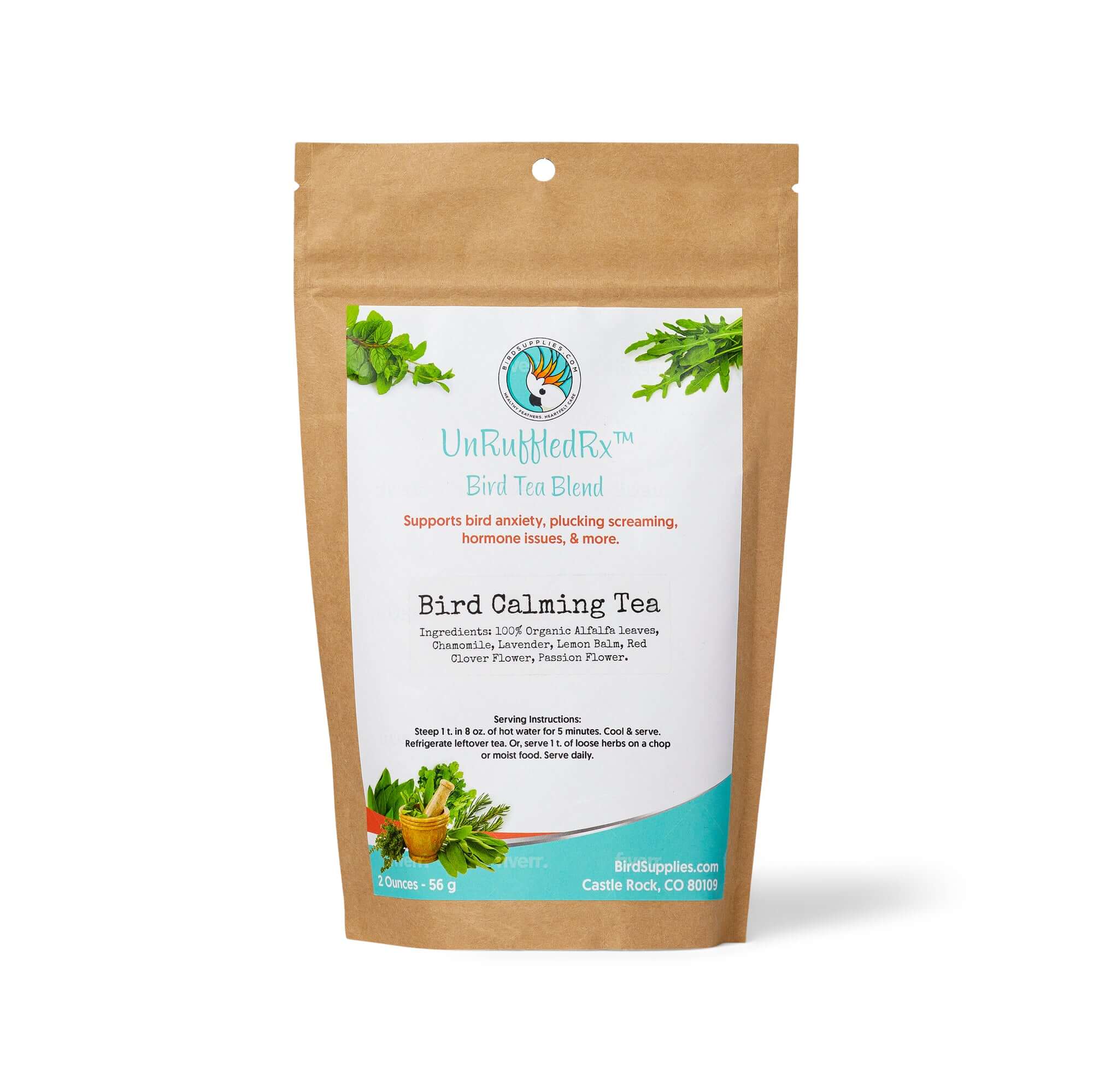 UnRuffledRx SereniTea bird tea – natural herbal blend for a calm, relaxed mood