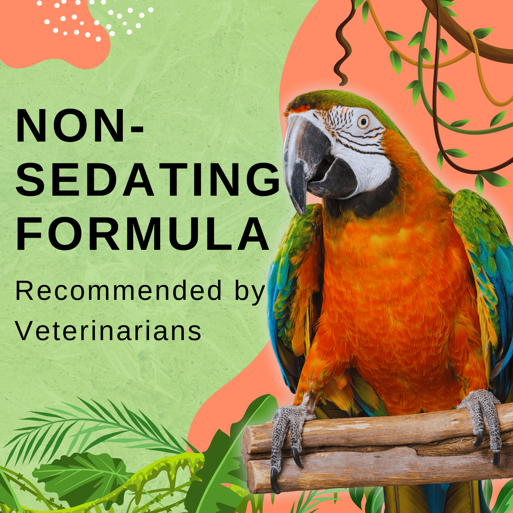 Non-sedating Parrot Calming Formula – promotes relaxation without drowsiness
