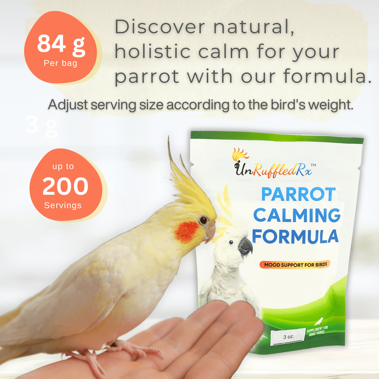 UnRuffledRx Parrot Calming Bundle – herbal and nutritional support for nervous birds